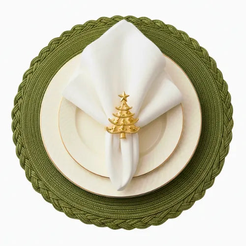 Serene Christmas Table Set – Green & White